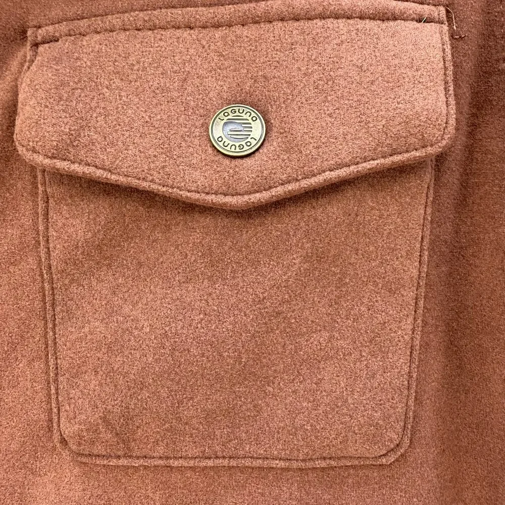 Laguna Shirt Jacket Men's M Brown Snap Front Shacket Fleece Outerwear Preppy - Picture 4 of 11